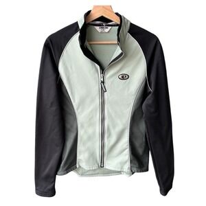 Pearl Izumi Cycling Jacket Sage Green Black Full Zip Fleece Activewear Sz Large